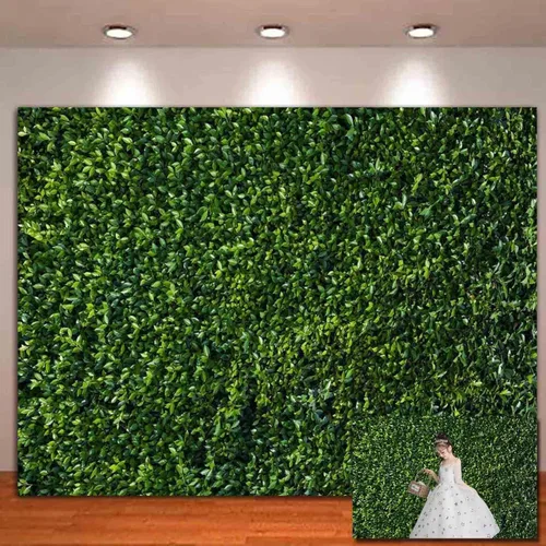 Miniatura 2 de HQM - Fondo de foto 3D de hojas verdes temáticas de primavera para naturaleza, boda, cumpleaños, recién nacido, baby shower, fotografía