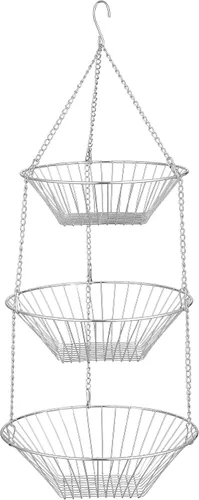 Miniatura 12 de JUNCHU CHERRY Cesta colgante de frutas de 3 niveles, 2 paquetes, almacenamiento para colgar en la pared, cesta de organización de cocina y baño