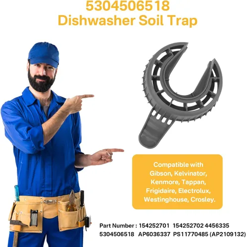 Miniatura 5 de Showingo Filtro de drenaje para lavavajillas 5304506518 154252701 compatible con lavavajillas Frigidaire, trampa de tierra para lavavajillas que