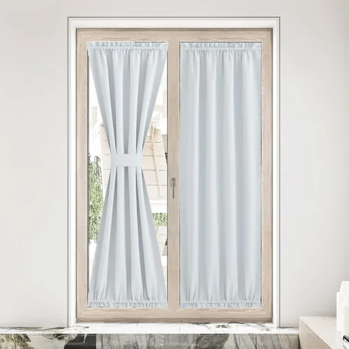 Miniatura 138 de NICETOWN Cortinas opacas unicolor con aislamiento térmico para puerta francesa, granja, oscurecimiento de habitación, puertas y ventanas de Marrón