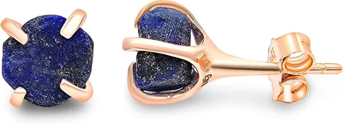 Miniatura 22 de Aretes de piedra preciosa natural en bruto con oro rosa sobre plata de ley 925, 6 a 0.276 in, regalo de piedra de nacimiento de calidad genuina
