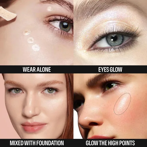 Miniatura 5 de KYDA Iluminador líquido, brillo natural con tinte, acabado sedoso y duradero, cobertura ligera y cremosa de seda, maquillaje para realzar el rostro