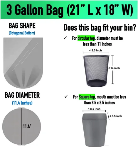 Miniatura 2 de Bolsas de basura pequeñas transparentes de 3 galones (200 bolsas), bolsas de basura de plástico, bolsas de basura de 2 galones y 4 galones