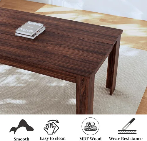 Miniatura 3 de HIPIHOM Juego de Mesa de Comedor de 62.9" para 6, Juego de Mesa de Cocina de Tablero MDF con 6 Sillas de Comedor de Tela, Juego de Mesa de Cocina