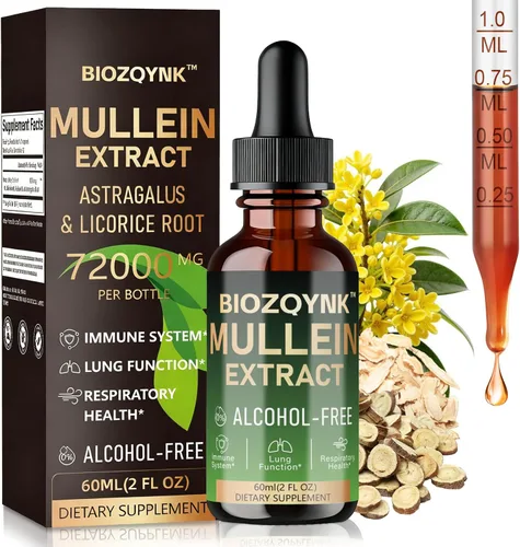 Gotas de gordolobo - Limpieza pulmonar - Extracto de hoja - Potente gordolobo para apoyo inmunológico, desintoxicación y apoyo respiratorio,