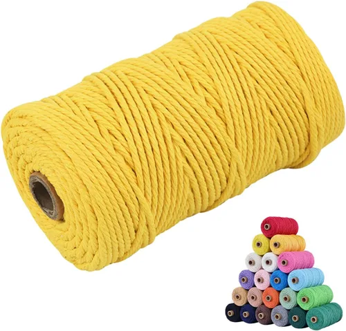 Miniatura 53 de Cuerda de algodón para macramé, de 0.11 pulgadas x 109 yardas, cuerda de macramé natural marrón, suministros perfectos de algodón para hacer
