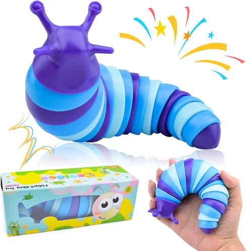 Miniatura 14 de Cevioce Juguete Fidget de Babosa, Juguete Sensorial Fidget de Babosa para Niños y Adultos, 2 Piezas de Lindos Juguetes Sensoriales Articulados en 3D