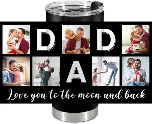 Miniatura 18 de Taza personalizada con foto y texto para hombres y mujeres, regalo para papá, mamá, familias y amigos, taza de viaje con foto e imagen