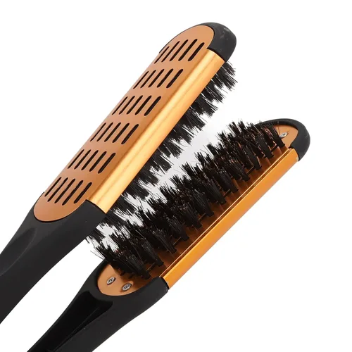 Miniatura 4 de Cepillo para el cabello, pinzas para el cabello, elasticidad de resorte, alisador de cabello, suave, transpirable, doble cara, cepillo plano