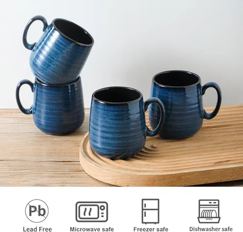 Miniatura 4 de HASENSE Tazas pequeñas de café de 8 oz, juego de 4 tazas de capuchino de cerámica, taza de café expreso con asa para café con leche, té, leche