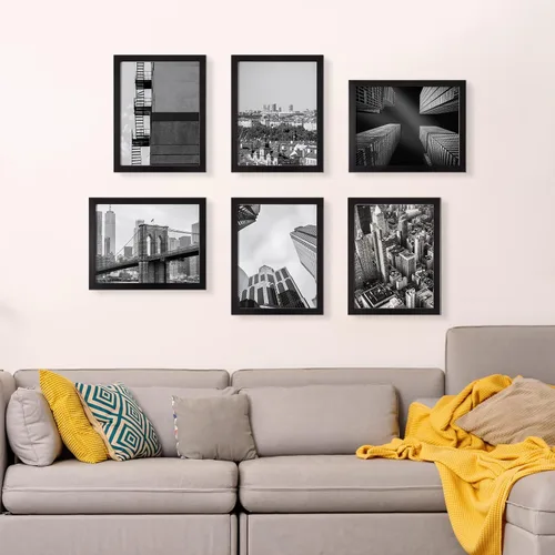 Miniatura 6 de Lavish Home - Juego de 6 marcos de fotos de 5 x 7 pulgadas con soporte y ganchos para pared de galería o retrato familiar, decoración de pared