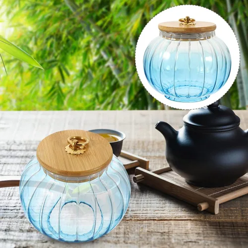 Miniatura 9 de Kichvoe Recipiente de té de vidrio hermético con asa de 5.11 x 5.11 x 4.72 pulgadas, tarro de almacenamiento transparente para té de hojas sueltas