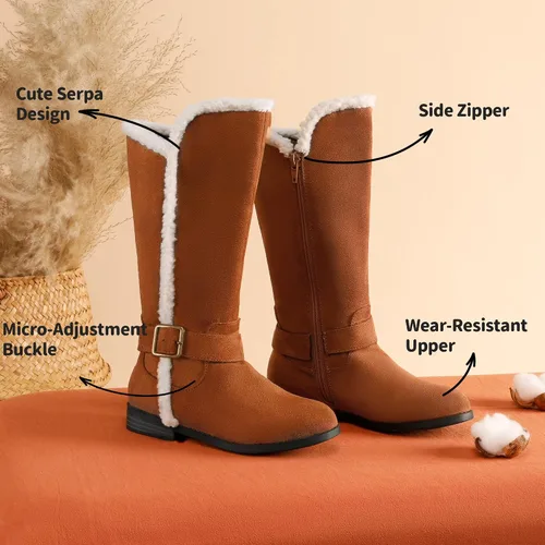 Miniatura 3 de DREAM PAIRS Botas de invierno de media pantorrilla con cremallera lateral para niñas