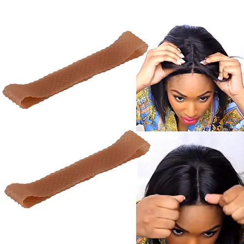 Paquete de 2 bandas de agarre de peluca antideslizantes de silicona transparente para fijar la peluca de silicona con agarre natural para mujeres,