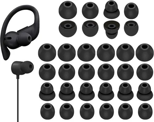 16 pares de almohadillas Powerbeats Pro, 4 tamaños de repuesto suaves y flexibles en la funda para reducir el ruido, auriculares de gel de goma de