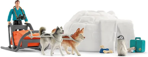 Miniatura 13 de schleich Wild Life - Juego de 19 piezas de expedición antártica con figuras de guardabosques, perros Husky y pingüinos - Juego de safari de nieve