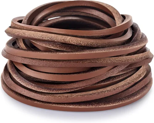 Miniatura 13 de TeeLiy Cordón plano de 3 mm de cuero genuino, cuerda de encaje de cuero para joyería, cordones de zapatos de cuero, artes y manualidades