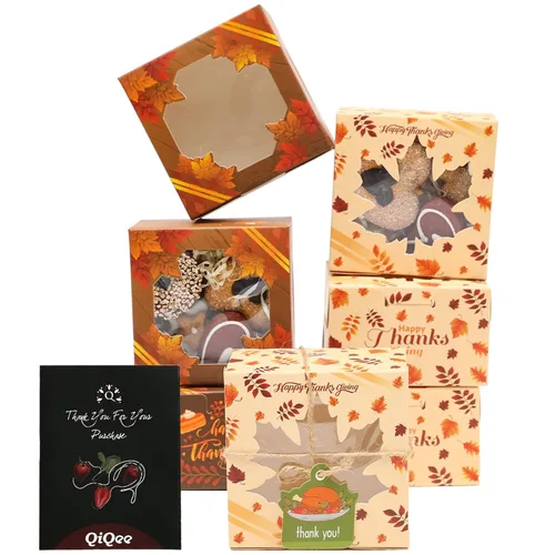 Miniatura 13 de qiqee Cajas de panadería negras con ventana de 4 x 4 x 2.5 pulgadas, 100 paquetes de mini cajas de galletas para macarrones, cajas de pastelería