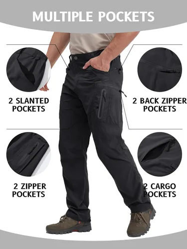 Miniatura 20 de TACVASEN Pantalones tácticos ligeros para senderismo, impermeables, de secado rápido, para trabajo, lluvia, exteriores, 8 bolsillos