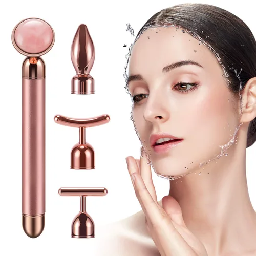 Miniatura 3 de DANGSHAN Rodillo masajeador facial 4 en 1, rodillo de cara de oro de 24 quilates, masaje de nariz para masaje facial facial, herramientas