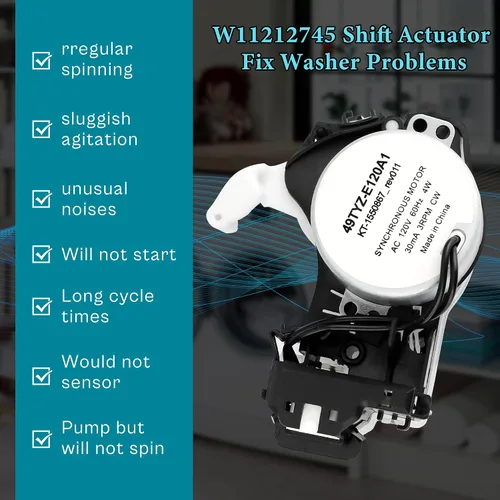 Miniatura 5 de W11212745 AWP42172 50SM21-1-221B Actuador de cambio de arandela para Whirlpool May.tag Ken. Más reemplaza a W10913953 W11481722 AP6327693 MVWX655DW1