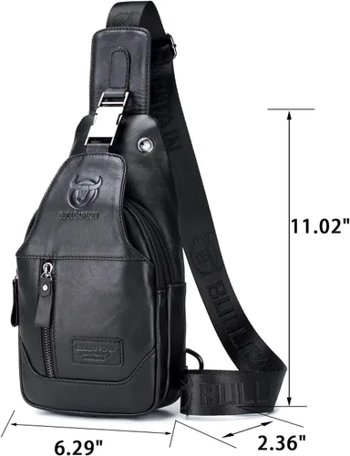 Miniatura 9 de LUKZIJAES Bolso bandolera de cuero genuino para hombre