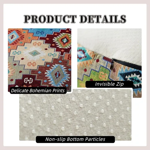 Miniatura 5 de Funda de puf bohemio sin relleno, reposapiés otomano, taburete indio mexicano, puf, almacenamiento para sala de estar, dormitorio, decoración
