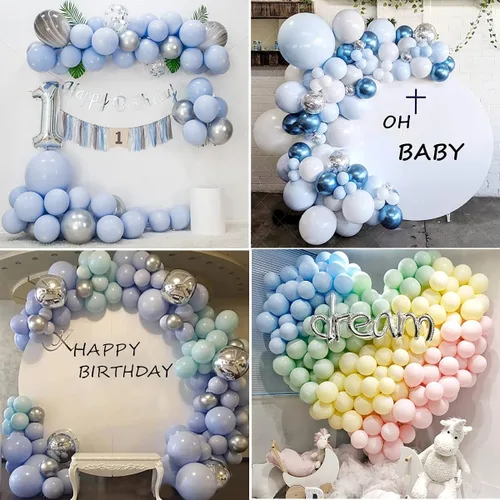 Miniatura 6 de Globos de fiesta azul pastel de 5 pulgadas, 100 mini globos de látex azul macarrón para decoración de cumpleaños, boda, baby shower (azul pastel)