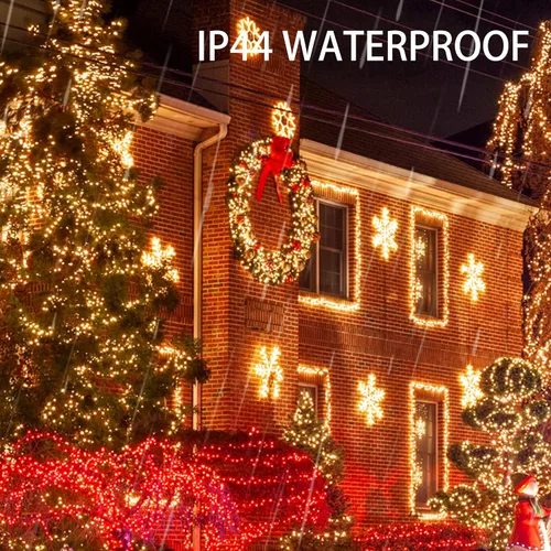 Miniatura 5 de Dazzle Bright Paquete de 2 tiras solares de Navidad de color blanco cálido de 400 LED de 132 pies, funciona con energía solar con 8 modos de luces
