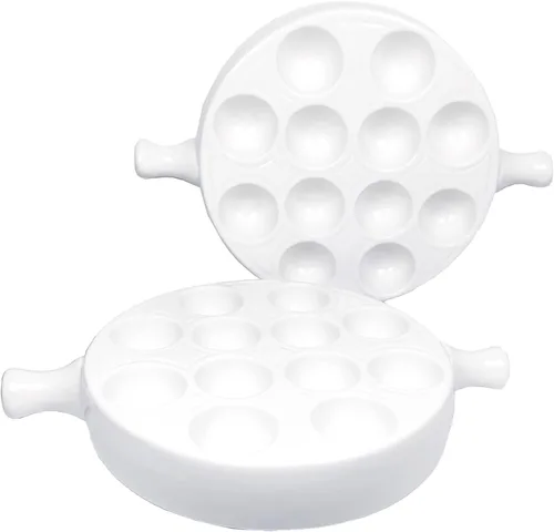 Miniatura 13 de Plato de cerámica para hornear, para aperitivos, caracoles a la parrilla, vieiras, vajilla de 6.22 pulgadas (2 piezas) con asa, apta para horno