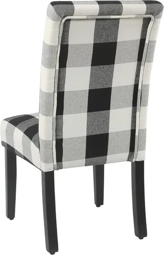 Miniatura 54 de Homepop Silla de comedor con detalles festoneados, sillas de comedor Parsons tapizadas, muebles decorativos para el hogar, tejido gris claro