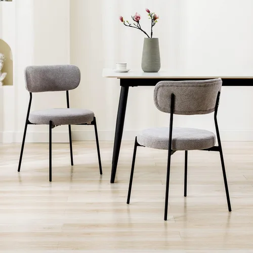 Miniatura 9 de DUHOME Silla de comedor de 2, sillas de comedor acolchadas sin brazos con patas de metal negro, silla auxiliar moderna con respaldo de mediados