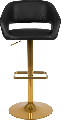 Miniatura 8 de Flash Furniture Erik Taburete de bar contemporáneo de altura ajustable con reposapiés y respaldo medio redondeado, taburete tapizado o altura