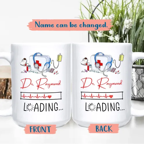 Miniatura 2 de Taza de café personalizada con carga de médico, regalos para hombres, mujeres, estudiantes de doctorado, taza de cerámica blanca personalizada