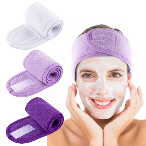 Miniatura 11 de Whaline Diademas faciales de spa, 3 piezas, diadema de tela de toalla suave y ajustable para lavado de cara, ducha, cubierta facial, yoga