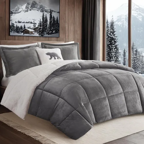 Miniatura 12 de Woolrich - Juego de edredón reversible ultrasuave de felpa a sherpa, alternativa al plumón, ropa de cama cálida de invierno para clima frío