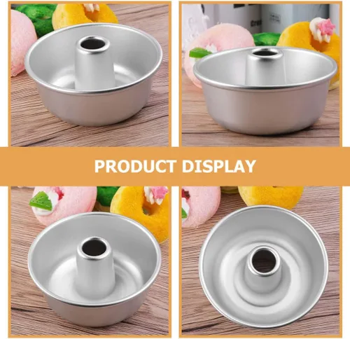 Miniatura 7 de Yardwe Moldes de tubo para hornear mini molde de pastel de ángel, molde redondo de gasa de 4 pulgadas, molde de aluminio para hornear, moldes