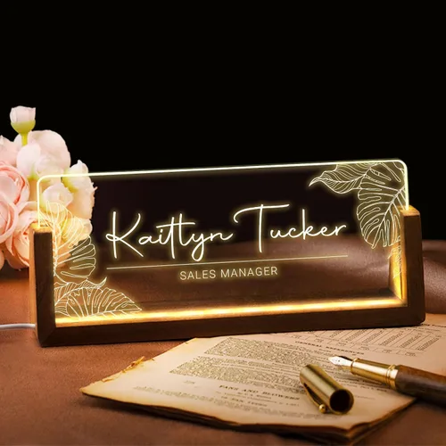 Miniatura 8 de Placa de nombre de escritorio personalizada, placa de identificación personalizada con luz de oficina para escritorios, decoraciones de escritorio