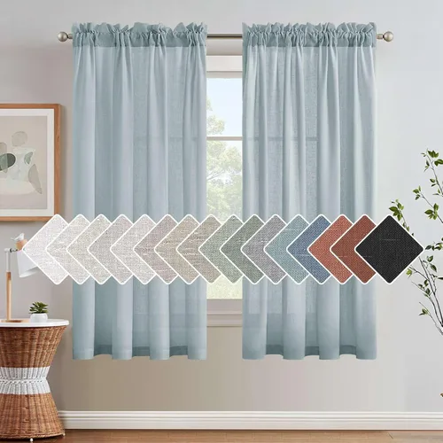 Miniatura 41 de H.VERSAILTEX Cortinas de Lino con Textura Filtradoras de Luz para Tratamiento de Ventanas de Sala de Estar, Cortinas Naturales Duraderas