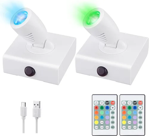 Foco LED inalámbrico, luces de imagen de pared, 12 colores cambiantes, iluminación de arte de acento, luz de imagen para pinturas, luces de armario