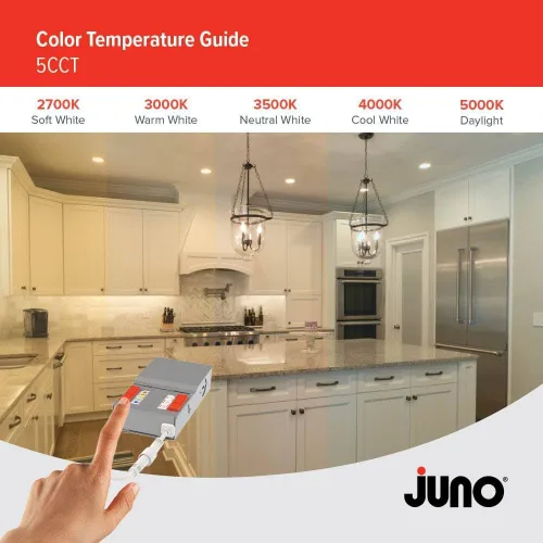 Miniatura 4 de Juno Luces LED empotrables redondas de 4 pulgadas, luz descendente de oblea deflectora, temperatura de color blanco conmutable 5 en 1, brillo