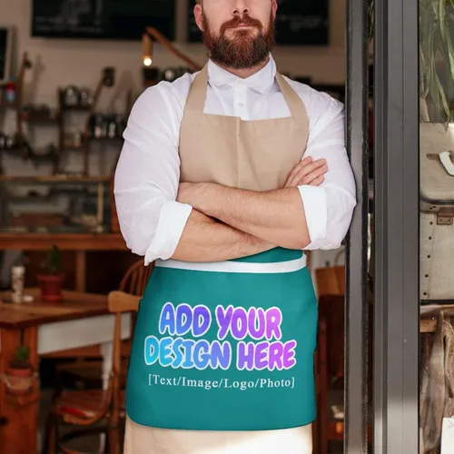Miniatura 128 de AXKEUDO Delantal personalizado con bolsillos, delantales de cintura para camarera para cocinar en casa, restaurante, servir trabajo