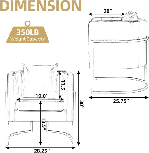 Miniatura 2 de Moderno sillón de terciopelo con almohada lumbar, silla tapizada de mediados de siglo para sala de estar, dormitorio, sofá individual, silla