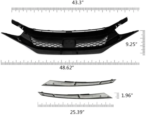 Miniatura 2 de G-PLUS Parachoques delantero capó parrilla de malla parrilla con ceja compatible con Honda Civic Sedan 2019-2020 Type-R estilo negro