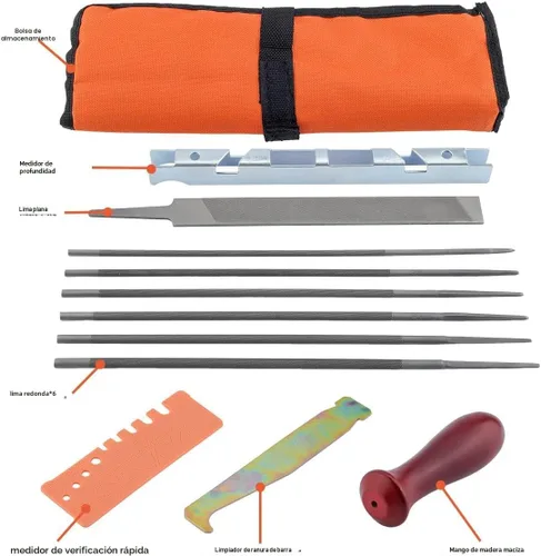 Miniatura 9 de Hipa Juego de 12 limas para motosierra, kit de afilado de motosierra, limas de 5/32", 3/16", 7/32", 1/8", 11/64", 13/64" para afilado redondo