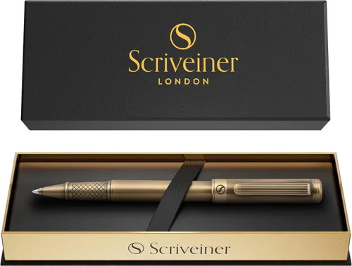 Miniatura 22 de Scriveiner – Bolígrafo roller azul medianoche, con lacado azul y acabado cromado, repuesto de tinta Schmidt, para hombres y mujeres, para 13. Azul