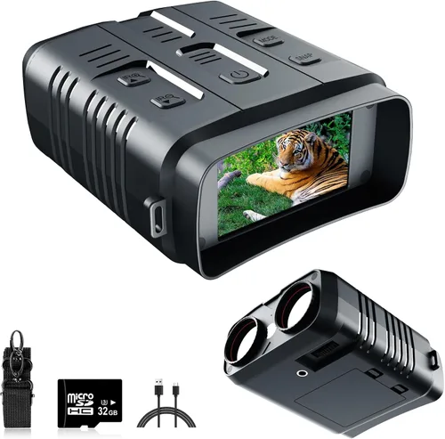 Binoculares de visión nocturna 4K para adultos, gafas de visión nocturna, IP54, impermeables, 10X, zoom digital, prismáticos, infrarrojos, con
