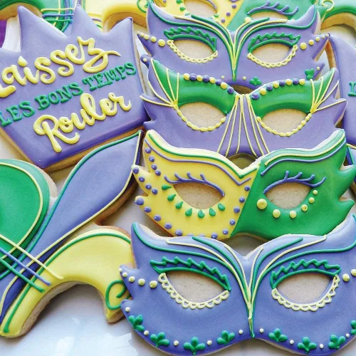 Miniatura 4 de Ann Clark Mardi Gras - Juego de cortadores de galletas, 3 unidades, fabricado en Estados Unidos, flor de lis, corona, máscara