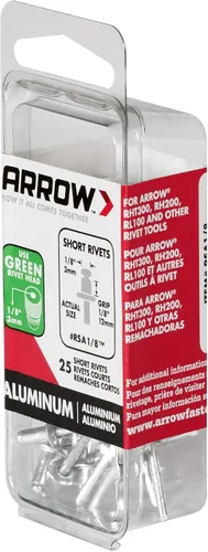 Miniatura 2 de Arrow RSA1/8IP - Remaches cortos de aluminio para metal, tela, cuero y reparación de automóviles, 1/8 pulgadas, paquete de 25