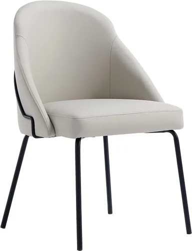 Miniatura 6 de Manhattan Comfort Gracie - Juego de 1 sillas de comedor modernas de piel sintética, asiento tapizado de piel sintética, patas de acero, espuma